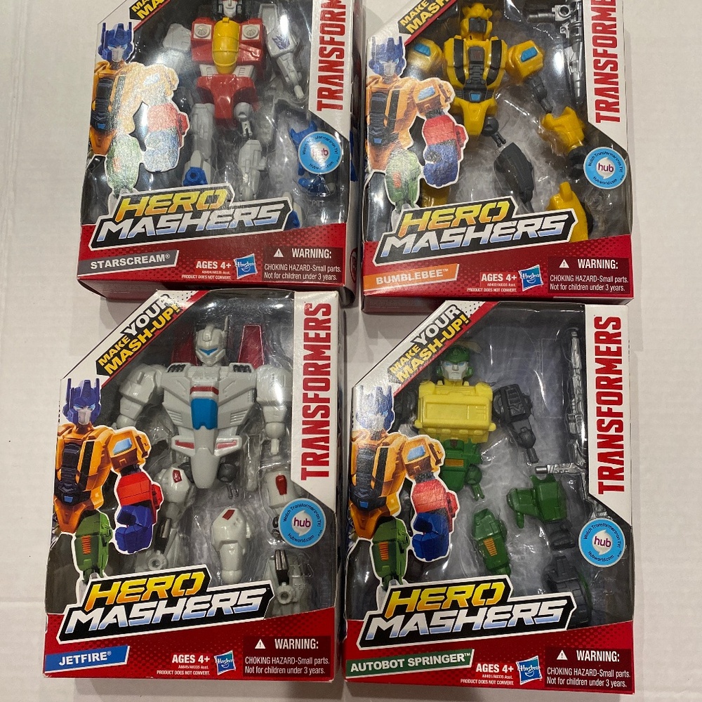 7 NIB Transformers Hero Mashers Bumblebee Starscream Rodimus Jetfire Autobot